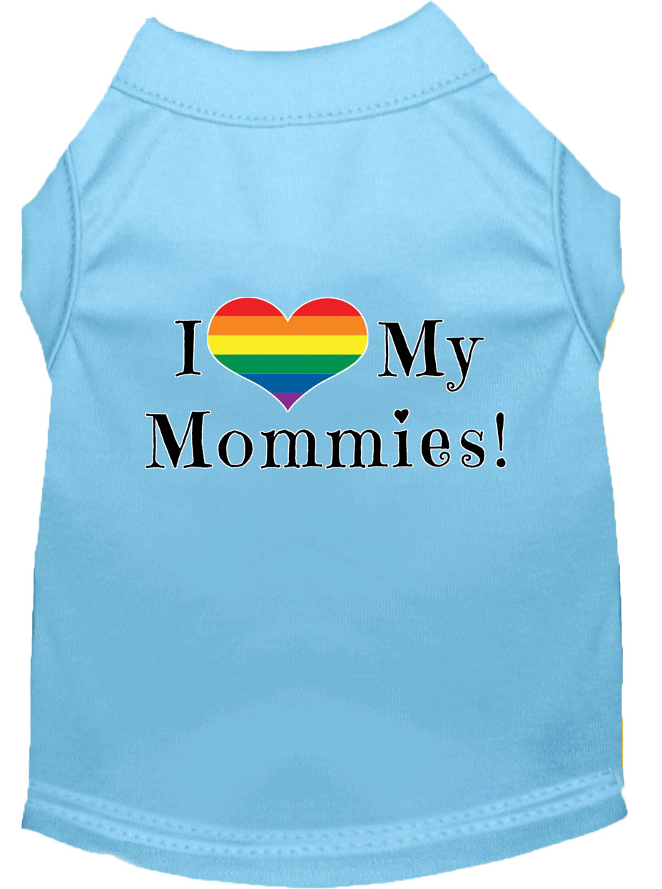 I Heart my Mommies Screen Print Dog Shirt Baby Blue XXL